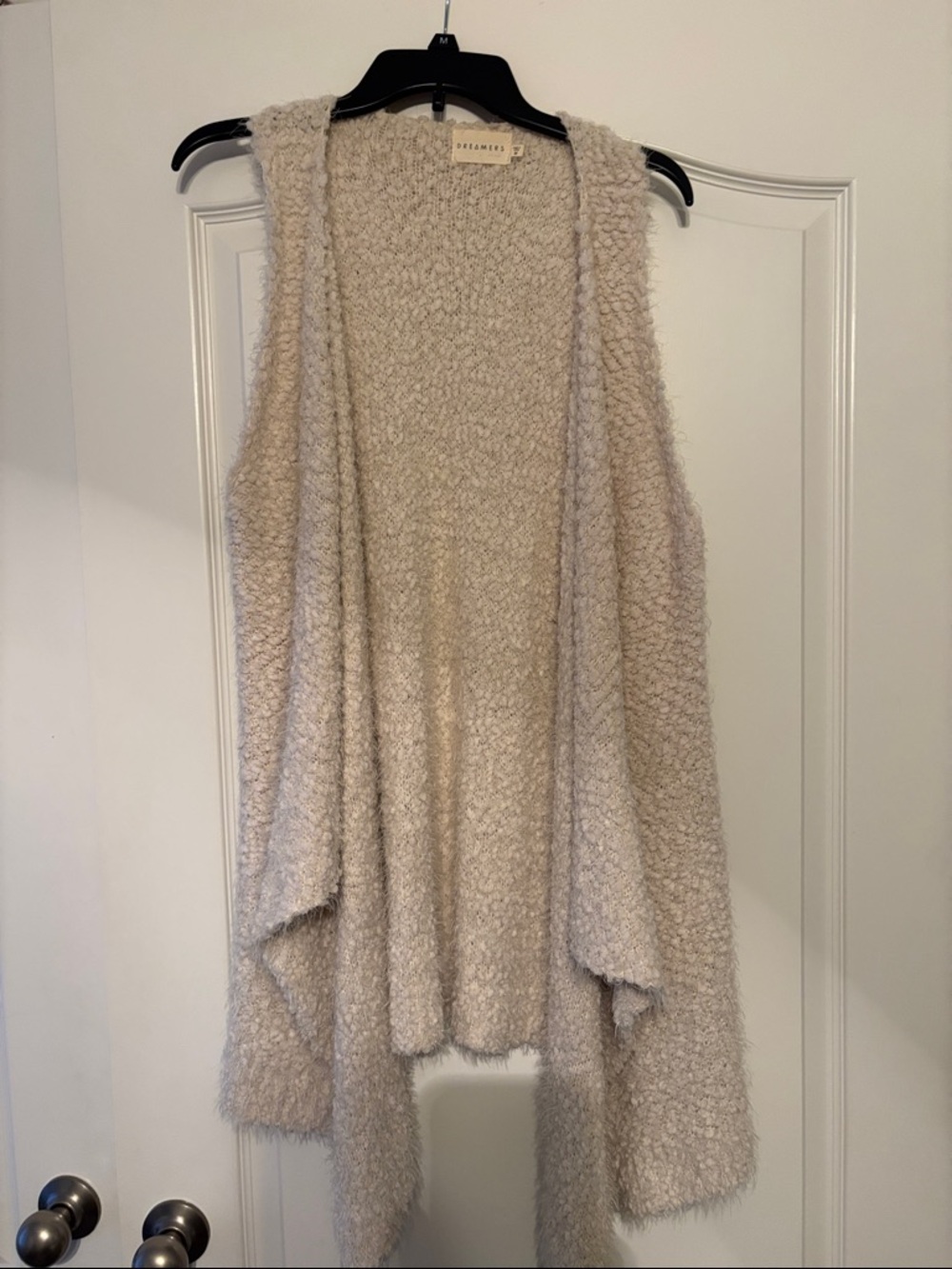 Dreamers Cream Plush Open-Front Sleeveless Cardigan Vest